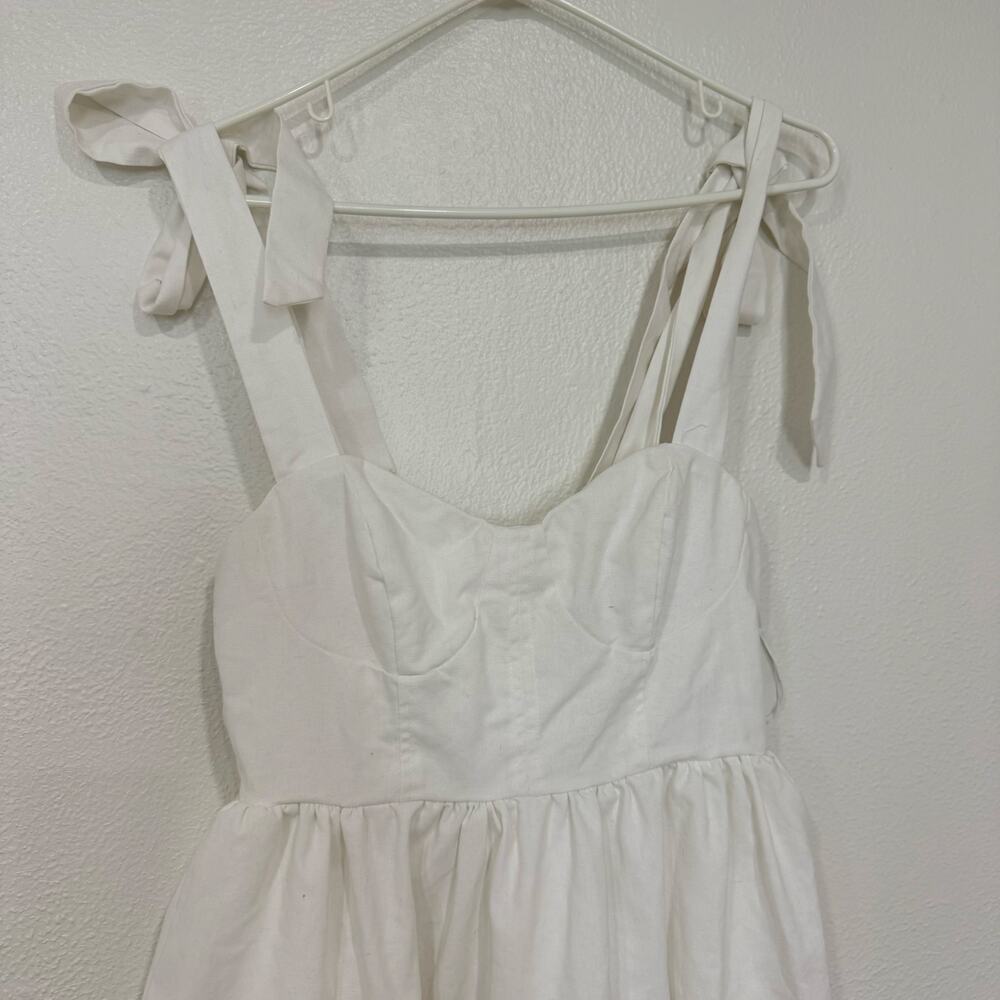 Lulus Tier-ly Delightful White Tie-Strap Tiered Bustier Mini Dress Size Small - Picture 3 of 12